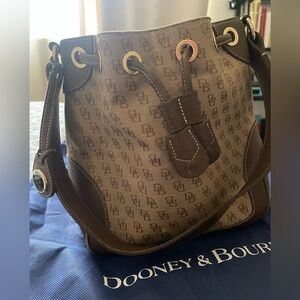 Dooney & Bourke Tan and Brown Monogram Shoulder Bag